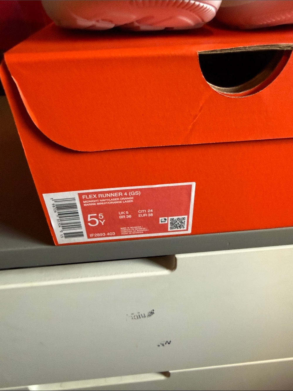 Nike Kids Slip-On Sneakers in Navy and Orange - Picture 2 of 5